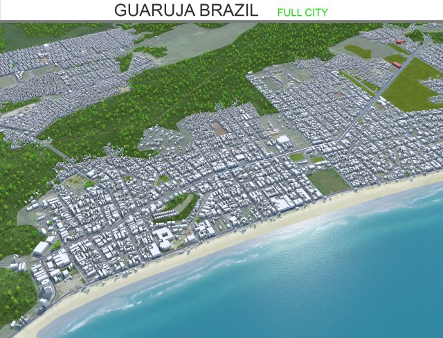Guaruja city Brazil 30km 3D Модель .c4d .max .obj .3ds .fbx .stl .blend 