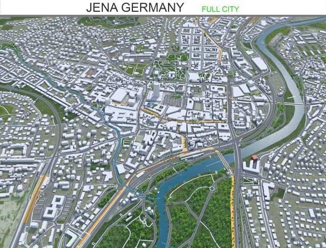 Città di Jena Germania 30 km Modello 3D .c4d .max .obj .3ds .fbx .stl .blend