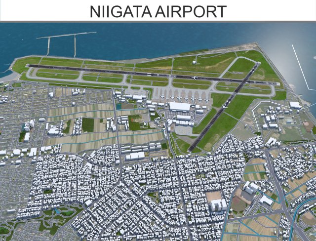 Niigata city Airport 10km 3D 모델 .c4d .max .obj .3ds .fbx .stl .blend 