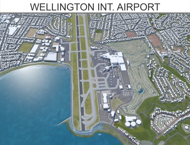 Wellington International Airport 6km 3D Model .c4d .max .obj .3ds .fbx .stl .blend