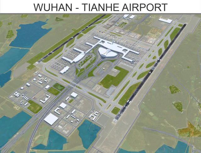 Wuhan Tianhe Airport 10km 3D Model .c4d .max .obj .3ds .fbx .stl .blend 
