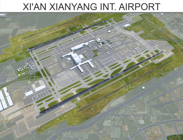 Xian Xianyang International Airport 12km 3D मॉडल .c4d .max .obj .3ds .fbx .stl .blend