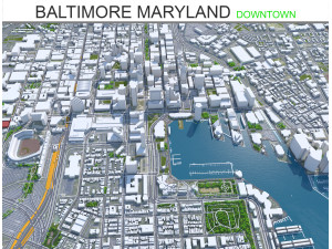 Baltimore Downtown city Maryland USA 5km Modelo 3D