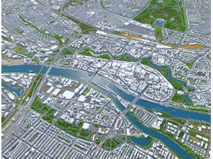 Bremen city Germany 70km 3D Model