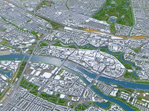 Bremen city Germany 70km 3D Model