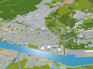Bremen city Germany 70km 3D Model