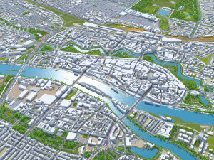 Bremen city Germany 70km 3D Model