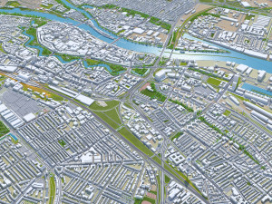 Bremen city Germany 70km 3D Model