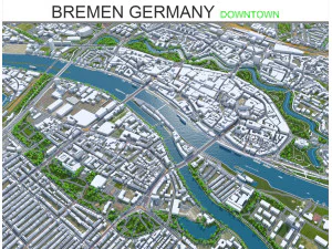 Bremen Centro da cidade Alemanha 10 km Modelo 3D