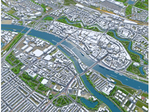Bremen Downtown city Germany 10km 3D Model