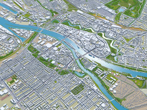 Bremen Downtown city Germany 10km 3D Model