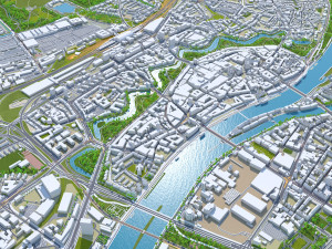 Bremen Downtown city Germany 10km 3D Model