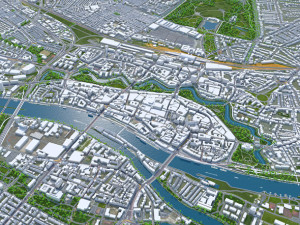 Bremen Downtown city Germany 10km 3D Model