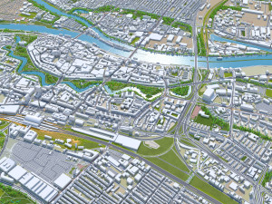Bremen Downtown city Germany 10km 3D Model