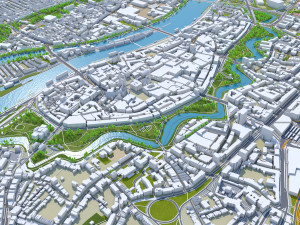 Bremen Downtown city Germany 10km 3D Model