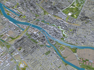 Bremen Downtown city Germany 10km 3D Model