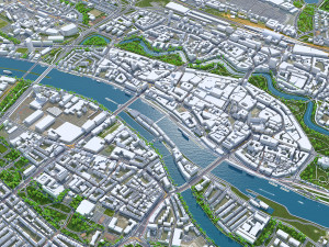 Bremen Downtown city Germany 10km 3D Model