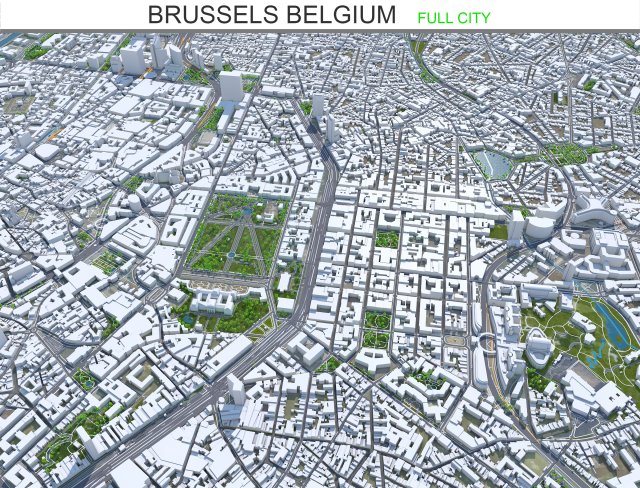 Brussels city Belgium 50km Modelo 3D .c4d .max .obj .3ds .fbx .stl .blend 