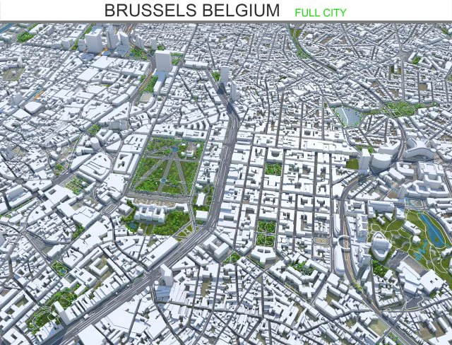 Brussels city Belgium 50km 3D Model .c4d .max .obj .3ds .fbx .stl .blend 