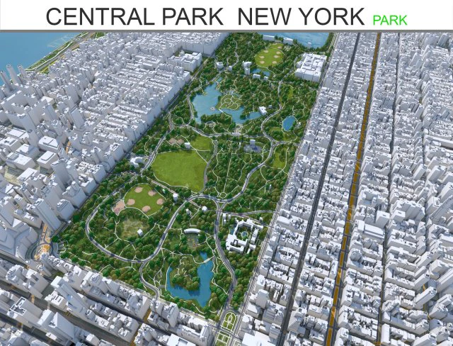 Central Park - Manhattan - New York 17km 3D Model .c4d .max .obj .3ds .fbx .stl .blend 