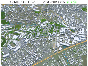 Charlottesville city Virginia USA 40km 3D Model