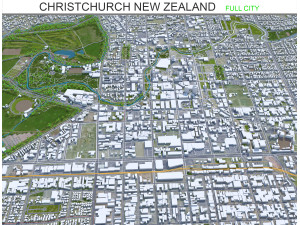 Christchurch city New Zealand 50km Modelo 3D
