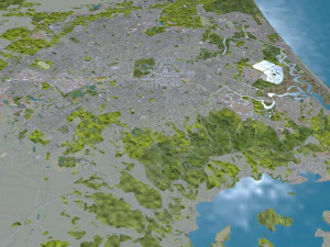Місто Крайстчерч Нова Зеландія 50 км 3D Модель