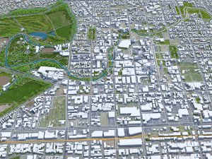 Christchurch city New Zealand 50km 3D मॉडल