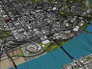 Cincinnati Ohio city USA 50km 3D Model