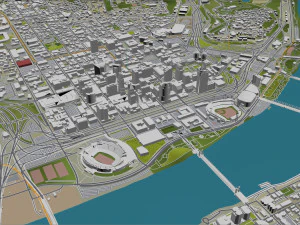 Cincinnati Ohio city USA 50km 3D Model