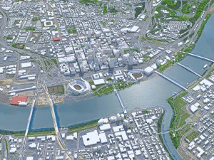 Cincinnati Ohio city USA 50km 3D Model
