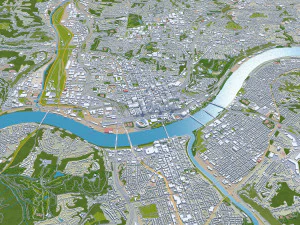 Cincinnati Ohio city USA 50km 3D Model