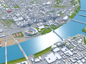Cincinnati Ohio city USA 50km 3D Model