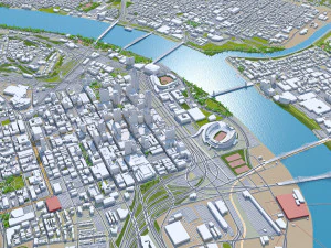 Cincinnati Ohio city USA 50km 3D Model