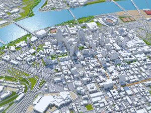 Cincinnati Ohio city USA 50km 3D Model