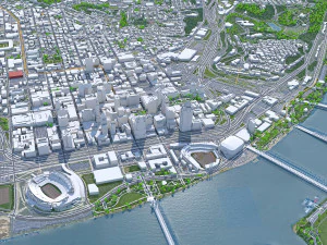 Cincinnati Ohio city USA 50km 3D Model