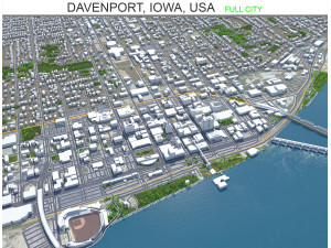 Davenport Iowa city USA 30km Modelo 3D