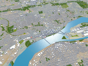 Davenport Iowa city USA 30km 3D Model