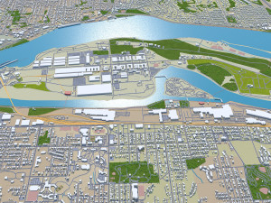 Davenport Iowa city USA 30km 3D Model