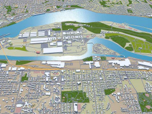 Davenport Iowa city USA 30km 3D Model