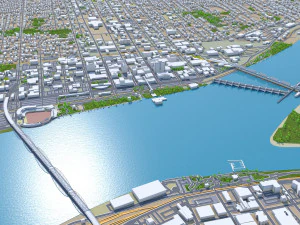 Davenport Iowa city USA 30km 3D Model
