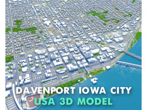 Davenport Iowa city USA 30km 3D Model