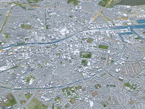 Dublin city Ireland 60Km 3D Model