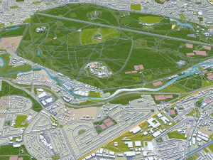 Dublin city Ireland 60Km 3D Model