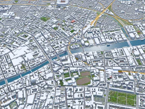 Dublin city Ireland 60Km 3D Model