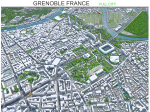 Grenoble city France 20km Modelo 3D
