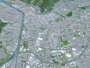 Grenoble city France 20km Modelo 3D