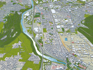 Grenoble city France 20km Modelo 3D