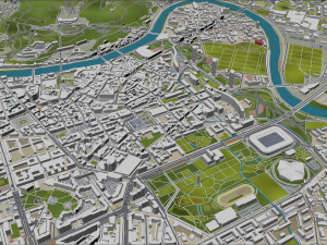 Grenoble city France 20km Modelo 3D
