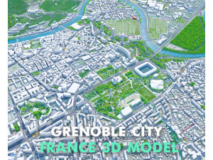 Grenoble city France 20km Modelo 3D
